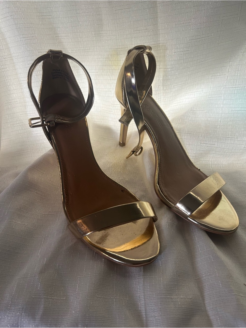J. Crew Metallic Gold Strappy High Heel Sandals